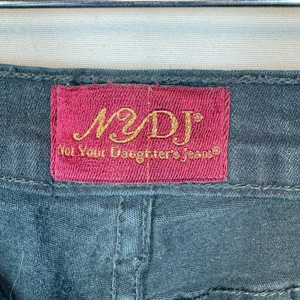 NYDJ‎ Black Wash Slim Leg Jeans Rhinestone Embellished Denim Pants Size 6